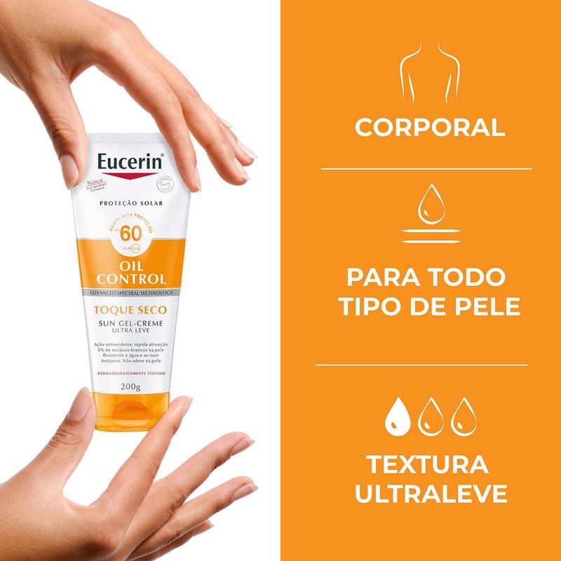 EUCERIN Protetor Solar Corporal Toque Seco Oil Control FPS 60 200g