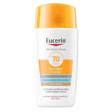 Eucerin Sun Protetor Solar Facial com Cor Hydro Fluid FPS70 Escura